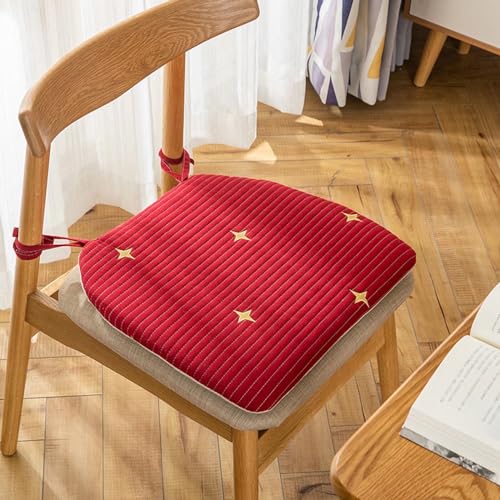 ZIBENE Stuhlkissen Holzstuhl Oval, Sitzkissen Gartenstuhl 2er Set, 100% Baumwolle Stuhlkissen 40x40 mit BäNdern rutschfest Waschbar Stuhlauflagen KüChenstuhl Sitzpolster, 2 StüCk Rot ZIBENE Stuhlkissen Holzstuhl Oval, Sitzkissen Gartenstuhl 2er Set, 100% Baumwolle Stuhlkissen 40x40 mit BäNdern rutschfest Waschbar Stuhlauflagen KüChenstuhl Sitzpolster, 2 StüCk Rot von ZIBENE