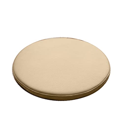 ZIBENE Stuhlkissen Rund 35cm, Barhocker Sitzkissen Rund 35cm Durchmesser, Waschbar Sitzpolster Stuhl Rund Wasserdicht Leder Bezug, Memory-Schaumstoff Stuhlauflagen KüChenstuhl Beige von ZIBENE