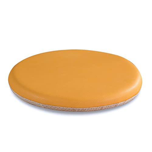 ZIBENE Stuhlkissen Rund 35cm, Sitzkissen Stuhl Dicke Polsterung, Stuhlkissen 35x35 Ohne BäNder, Wasserdicht Leder Sitzpolster Gartenstuhl Outdoor SonnenbestäNdig Keine Notwendigkeit Zu Waschen Gelb von ZIBENE