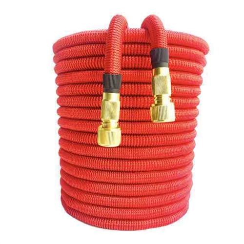 ZIBOXI Hausgarten-Wasserschlauch, erweiterbarer Bewässerungsschlauch, flexibler Hochdruck-Bewässerungsschlauch for Autowaschanlagen, Gartenbewässerung, magisches Schlauchrohr(Color:Red,Size:50ft) von ZIBOXI