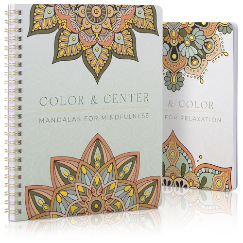 Wunderschönes Malbuch für Erwachsene, 2er-Set zur Entspannung, Mandala-Malbücher mit inspirierenden Zitaten machen es zu einem tollen Geschenk von ZICOTO