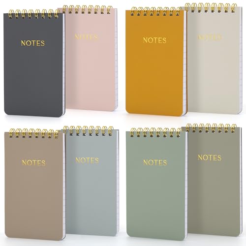ZICOTO Ästhetische Taschennotizbücher, 8 Stück, klein, 7,6 x 12,7 cm, Spiralblock mit linierten Seiten für Frauen, die perfekten kleinen Mini-Block, um organisiert zu bleiben und die Produktivität bei von ZICOTO