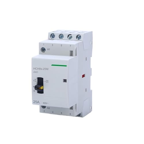 ZIDBVOYOY HCH8s-25M 4P 16A 20A 25A 24V 110V 220V Din-Schiene Haushalts-AC-Modulschütz mit manuellem Steuerschalter 4NO 2NO2NC oder 4NC 1Pcs(4P 16A 4NO 230V) von ZIDBVOYOY
