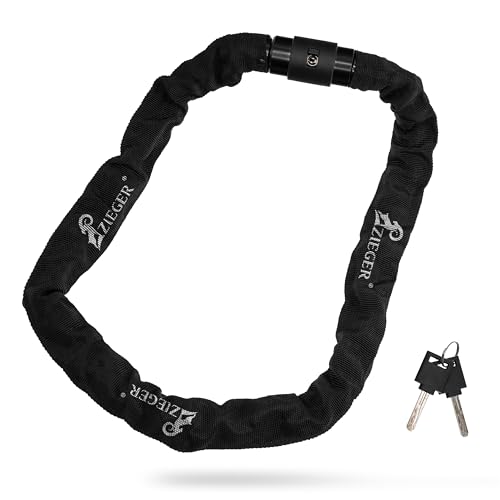 ZIEGER Fahrradschloss Chain 900 – Robustes Kettenschloss mit 90 cm Stahlkette & Textilmantel von ZIEGER