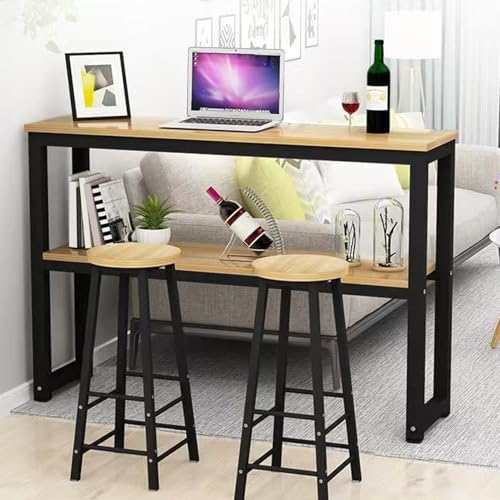 Bartisch Set 3-Teilig, Stehtisch Mit 2 Hockern, Küchentisch, Einfache Montage, Industriedesign, Tisch für Küche Und Stühle, Platzsparend, für Küche Esszimmer Wohnzimmer(Brown,130x100cm/51.2x39.4in) von ZIGTUEI