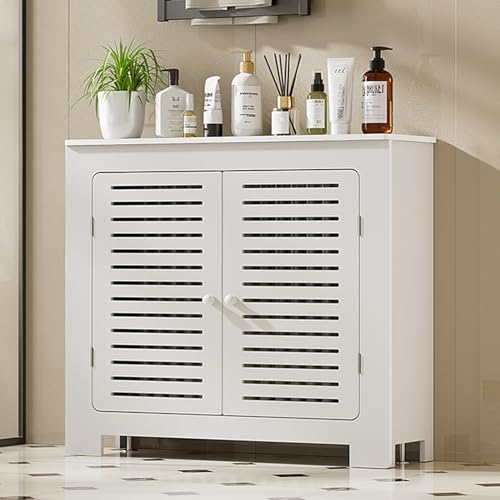 Heizkörperverkleidung, Modernes Lamellen-Design, Zusätzliche Ablagefläche, Schön und Atmungsaktiv, Starke Tragfähigkeit, für Schlafzimmer Wohnzimmer Büro(90x80x15cm/35.4x31.5x5.9in) von ZIGTUEI