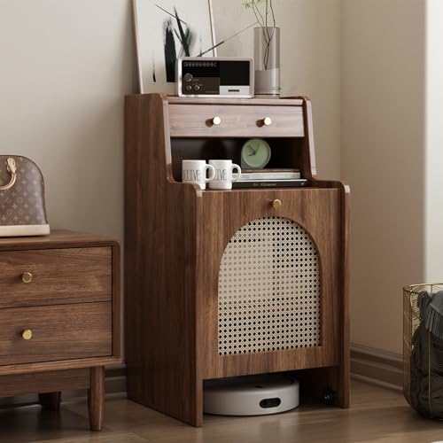 Saugroboter Ständer Staubsauger Roboter Halter, Aufbewahrungsschrank für Saugroboter mit Türen und Schubladen, für Zuhause Büro Wohnzimmer Garage Ecke(Brown,55cm/21.7in) von ZIGTUEI