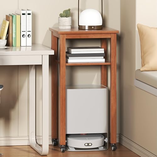 Saugroboter Ständer Staubsauger Roboter Halter, Versteckter Staubsaugerroboter Ständer, Offenes Versteck-Regal, für Zuhause Büro Wohnzimmer Garage Ecke(Brown,55cm/21.7in) von ZIGTUEI