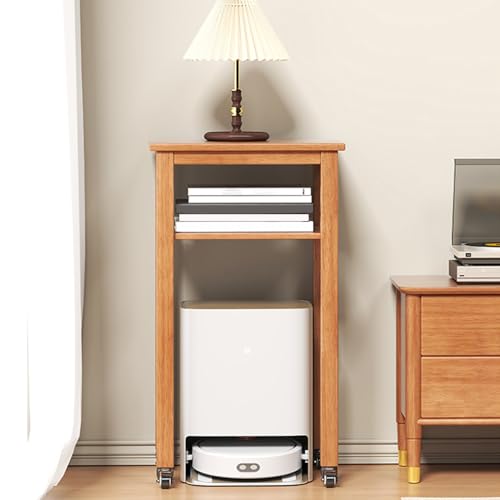 Saugroboter Ständer Staubsauger Roboter Halter, Versteckter Staubsaugerroboter Ständer, Offenes Versteck-Regal, für Zuhause Büro Wohnzimmer Garage Ecke(Light Brown,55cm/21.7in) von ZIGTUEI