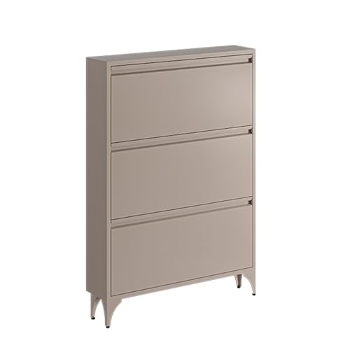 Schuhschrank Mit 3 Klappen, Schuhschrank Schmal Schuhregal, Multifunktional Schuhablage Schuhaufbewahrung, Platzsparend Regal für Schuhe, für Flur, Wohnzimmer, Schlafzimmer(Brown,115.3x65.5cm/45.4x25. von ZIGTUEI