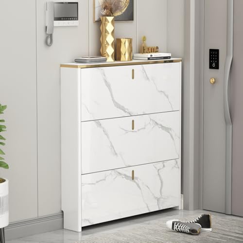 Schuhschrank Mit 3 Klappen, Schuhschrank Schmal Schuhregal, Schuhschränke für Flur Oder Eingangsbereich, Platzsparend Regal für Schuhefür Praktische Schuhorganisation(106x60x24cm/41.7x23.6x9.4in) von ZIGTUEI