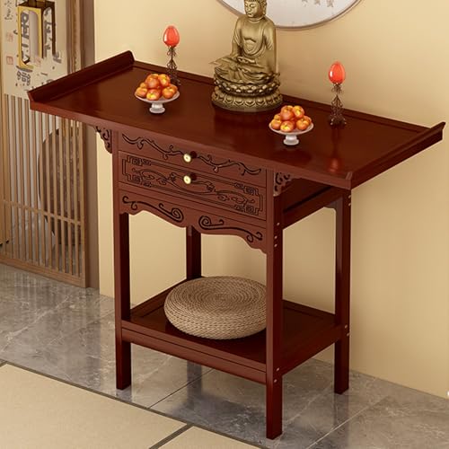 ZIGTUEI 2-Stufiger Altartisch mit Schublade, Altar Tisch Meditation, Puja-Tisch, Persönlicher Meditationstisch, für Gebete,Weissagung,Anbetung, für Wohnzimmer und Büros(Red,66x40cm/26x15.7in) von ZIGTUEI
