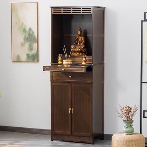 ZIGTUEI 2-Stufiger Altartisch mit Schublade, Altar Tisch Meditation, Puja-Tisch mit Schublade, für Gebete, Wahrsagung, Anbetung, Meditationstisch für Wohnzimmer(Brown,172x50cm/67.7x19.7in) von ZIGTUEI