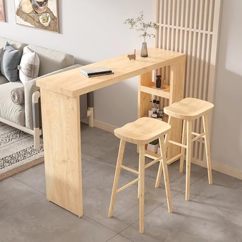 ZIGTUEI Bartisch Set 3-Teilig, Esstisch Mit 2 Barhockern, Stehtisch, Küchentisch Im Industrie-Design, Geeignet für Esszimmer/Arbeitszimmer/Wohnzimmer(140x40x105cm/55.1x15.7x41.3in) von ZIGTUEI