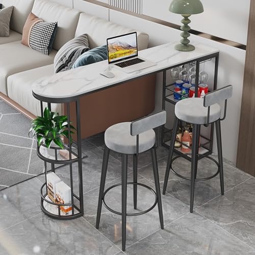 ZIGTUEI Bartisch Set 3-Teilig, Stehtisch Mit 2 Barhockern, Küchentisch, Tisch für Küche und Stühle, Platzsparend, Bar Tisch für Küche Kaffeebar Möbel(Black,100x105cm/39.4x41.3in) von ZIGTUEI