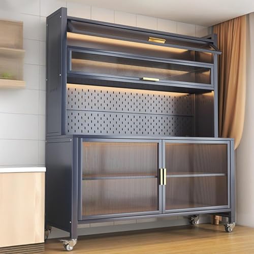 ZIGTUEI Küchenschrank Mit Arbeitsfläche, Buffetschrank Mit Klapptüren, Großes Offenes Raum, für Mikrowelle, Verstellbare Ablagen, für Küche Wohnzimmer Büro Esszimmer(Gray,188x70cm/74x27.6in) von ZIGTUEI