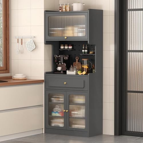 ZIGTUEI Küchenschrank Mit Arbeitsfläche, Buffetschrank Mit Schublade, Großer Stauraum, Verstellbaren Ablagen, für Mikrowelle, für Küche, Wohnzimmer, Esszimmer, Waschhaus(Gray,180x60cm/70.9x23.6in) von ZIGTUEI