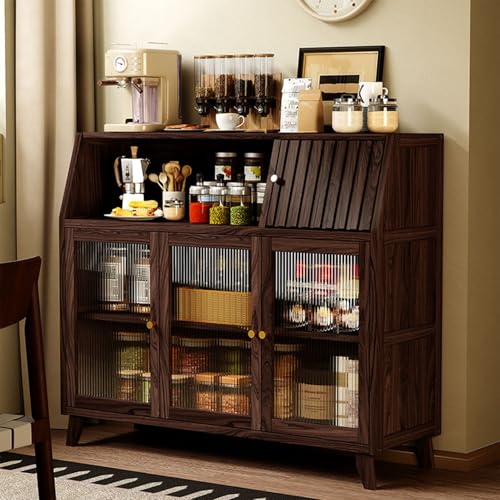 ZIGTUEI Küchenschrank Mit Arbeitsfläche, Buffetschrank Mit Schublade, Hochschrank Küche Holz, Großes Offenes Raum, für Küche, Wohnzimmer, Esszimmer von ZIGTUEI