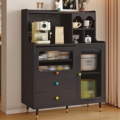 ZIGTUEI Küchenschrank mit Arbeitsfläche, Buffetschrank mit Schublade, Großer Stauraum, Standregal Hochschrank, für Wohnzimmer, Küche, Arbeitszimmer(Black,135x80cm/53.1x31.5in) von ZIGTUEI