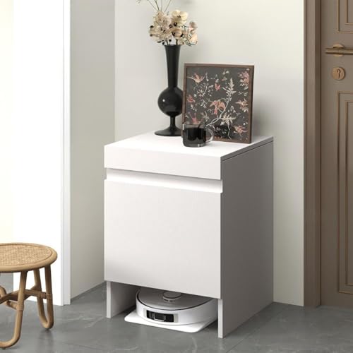 ZIGTUEI Saugroboter Ständer Staubsauger Roboter Halter, Aufbewahrungsschrank für Staubsaugerstation, Roboter-staubsauger-ständerschrank, für Wohnzimmer Oder Homeoffice(White,50x67cm/19.7x26.4in) von ZIGTUEI
