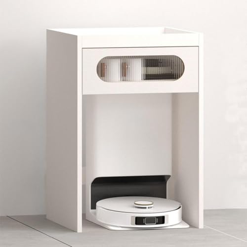 ZIGTUEI Saugroboter Ständer Staubsauger Roboter Halter, Roboter-staubsauger-ständerschrank, Beistelltisch Mit Schublade, Für Wohnzimmer, Schlafzimmer, Badezimmer, Balkon(White,75cm/29.5in) von ZIGTUEI