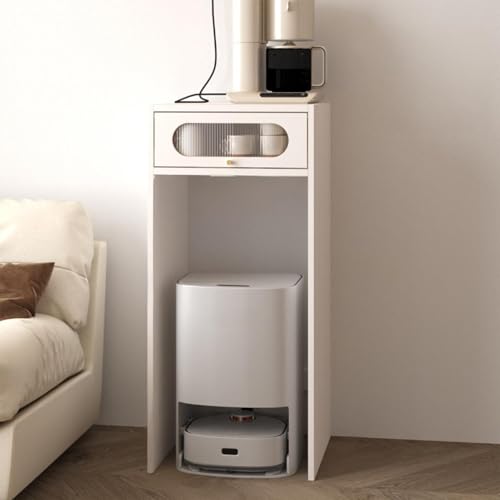 ZIGTUEI Saugroboter Ständer Staubsauger Roboter Halter, Saugroboter Ständer Halter, Beistelltisch Mit Schublade, für Wohnzimmer, Schlafzimmer, Badezimmer, Balkon(White) von ZIGTUEI