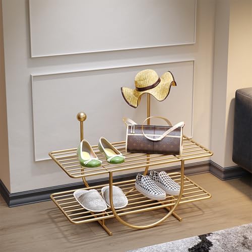 ZIGTUEI Vertikales Schuhregal Mit 2/3/4 Ebenen, Platzsparend Regal für Schuhe, Schuhregale Schmal und Hoch, für Eingang, Flur, Schlafzimmer, Ankleidezimmer(Gold,65x53cm/25.6x20.9in) von ZIGTUEI