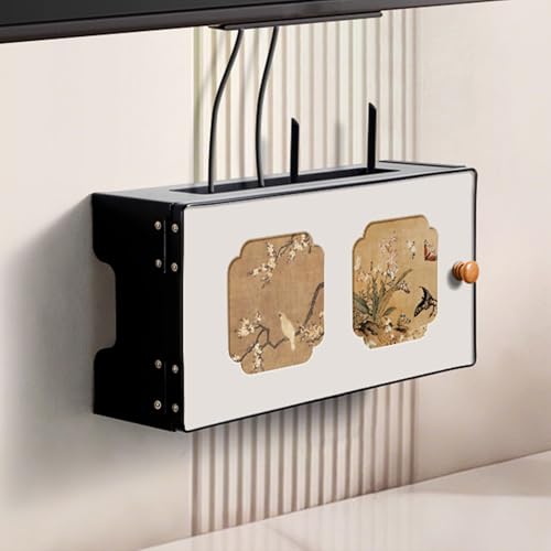 ZIGTUEI WLAN-Router-Aufbewahrungsschrank, WLAN-Router Regal, Wand-Mount-WiFi-Router-Aufbewahrungsbox, WLAN Regal, für Wohnzimmer, Büro, Schlafzimmer(40x20x12cm/15.7x7.9x4.7in) von ZIGTUEI