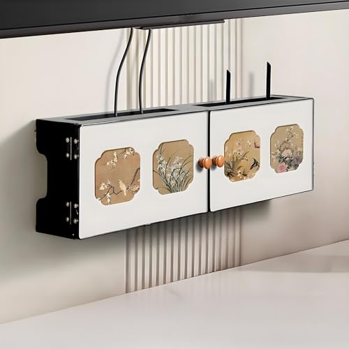 ZIGTUEI WLAN-Router-Aufbewahrungsschrank, WLAN-Router Regal, Wand-Mount-WiFi-Router-Aufbewahrungsbox, WLAN Regal, für Wohnzimmer, Büro, Schlafzimmer(60x20x12cm/23.6x7.9x4.7in) von ZIGTUEI