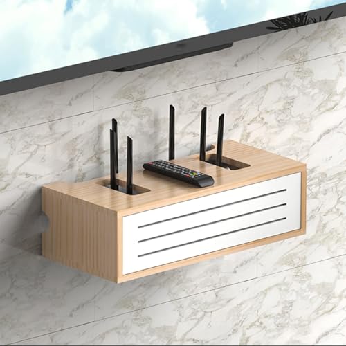 ZIGTUEI Wand-Mount-WiFi-Router-Aufbewahrungsbox, WLAN-Router-aufbewahrungsschrank, Schwebendes Regal, Unsichtbare Aufbewahrung, für Wohnzimmer, Büro, Schlafzimmer(Brown,83x23cm/32.7x9.1in) von ZIGTUEI