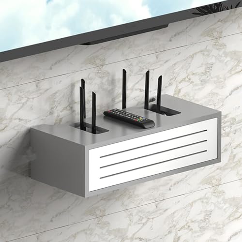 ZIGTUEI Wand-Mount-WiFi-Router-Aufbewahrungsbox, WLAN-Router-aufbewahrungsschrank, Schwebendes Regal, Unsichtbare Aufbewahrung, für Wohnzimmer, Büro, Schlafzimmer(Gray,46x23cm/18.1x9.1in) von ZIGTUEI
