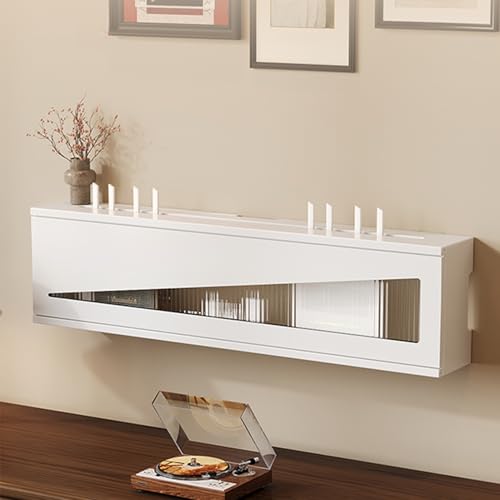 ZIGTUEI Wand-Mount-WiFi-Router-Aufbewahrungsbox, WLAN-Router-aufbewahrungsschrank, Unsichtbare Aufbewahrung, WLAN Regal, für Schlafzimmer Und Wohnzimmer(White,100x21cm/39.4x8.3in) von ZIGTUEI