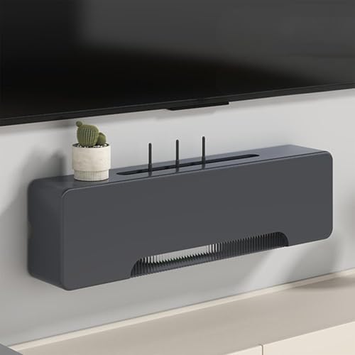 ZIGTUEI Wandmontage Router Schrank, Aufbewahrungsbox für WLAN-Router, Wand WLAN Router Regal, Unsichtbare Aufbewahrung, für Wohnzimmer, Büro, Schlafzimmer(Gray,70x20cm/27.6x7.9in) von ZIGTUEI