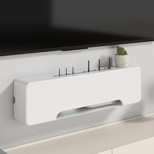 ZIGTUEI Wandmontage Router Schrank, Aufbewahrungsbox für WLAN-Router, Wand WLAN Router Regal, Unsichtbare Aufbewahrung, für Wohnzimmer, Büro, Schlafzimmer(White,60x20cm/23.6x7.9in) von ZIGTUEI