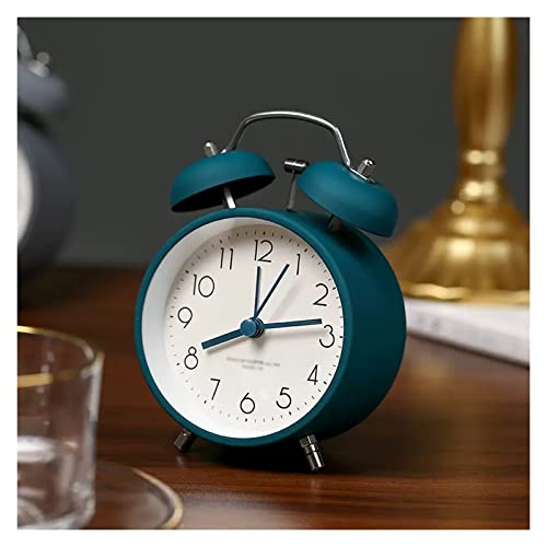 Analoger Wecker 3 Zoll Super Silent Non-Ticking Twin Bell Wecker mit Hintergrundbeleuchtung, keine Schlummerfunktion, batteriebetrieben, for Schlafzimmer, laute Glocke for schwere Schläfer Retro-Alarm von ZIGUIhsou-11