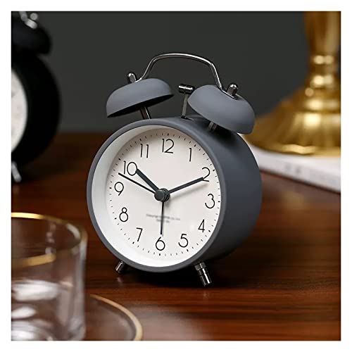Analoger Wecker 3 Zoll Super Silent Non-Ticking Twin Bell Wecker mit Hintergrundbeleuchtung, keine Schlummerfunktion, batteriebetrieben, for Schlafzimmer, laute Glocke for schwere Schläfer Retro-Alarm von ZIGUIhsou-11