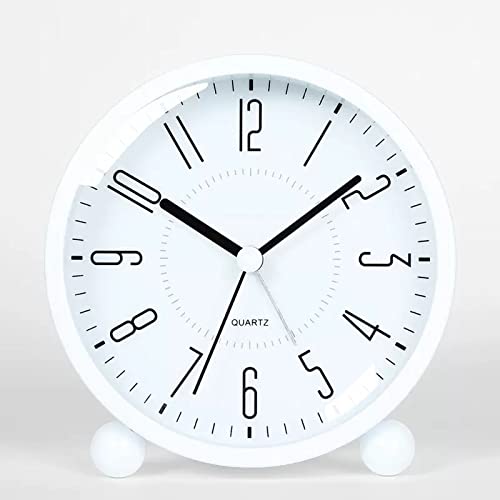 Analoger Wecker 4,5 Zoll batteriebetriebener Wecker, kleine geräuschlose Nachttisch-Schreibtisch-Metalluhr mit Lichtfunktion, nicht tickende Uhr, Dekoration for Wohnzimmer, Schlafzimmer, Nachttisch, R von ZIGUIhsou-11