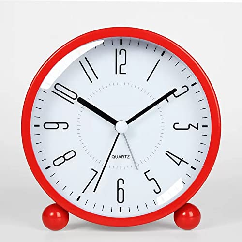 Analoger Wecker 4,5 Zoll batteriebetriebener Wecker, kleine geräuschlose Nachttisch-Schreibtisch-Metalluhr mit Lichtfunktion, nicht tickende Uhr, Dekoration for Wohnzimmer, Schlafzimmer, Nachttisch, R von ZIGUIhsou-11