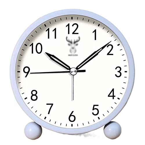 Analoger Wecker 4" batteriebetriebener analoger Wecker, kleine leise Nachttischuhr mit Nachtlicht, batteriebetrieben, for Wohnzimmer, Schlafzimmer, Nachttisch, Schreibtisch Retro-Alarm(Blue) von ZIGUIhsou-11