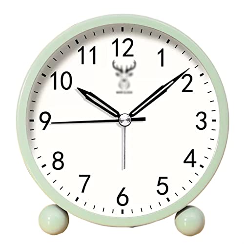 Analoger Wecker 4" batteriebetriebener analoger Wecker, kleine leise Nachttischuhr mit Nachtlicht, batteriebetrieben, for Wohnzimmer, Schlafzimmer, Nachttisch, Schreibtisch Retro-Alarm(Green) von ZIGUIhsou-11