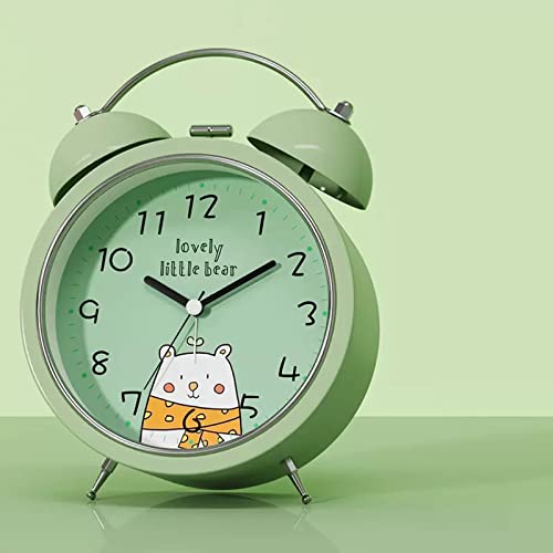 Analoger Wecker Analoge Tischuhr – dekorative Uhr – leicht ablesbare leise Kaminuhr – leise Tischuhr for Wohnzimmer, Schlafzimmer, Nachttisch, Schreibtisch, Geschenkuhr Retro-Alarm(Green,3.15in) von ZIGUIhsou-11