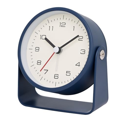 Analoger Wecker Kreativer kleiner Wecker aus Metall, speziell for Studenten, geräuschlose Tischuhr, minimalistische Quarzuhr for Zimmer, Schreibtisch, Bürodekoration Retro-Alarm(Dark blue) von ZIGUIhsou-11