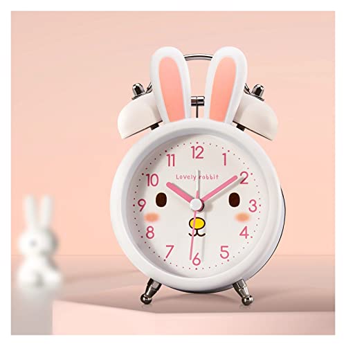 Analoger Wecker Lauter Wecker for Kinder, 3,5 Zoll, geräuschlos, tickt nicht mit Hintergrundbeleuchtung, analoge Kinderwecker mit zwei Glocken for Schlafzimmer, Nachttisch Retro-Alarm(Weiß) von ZIGUIhsou-11
