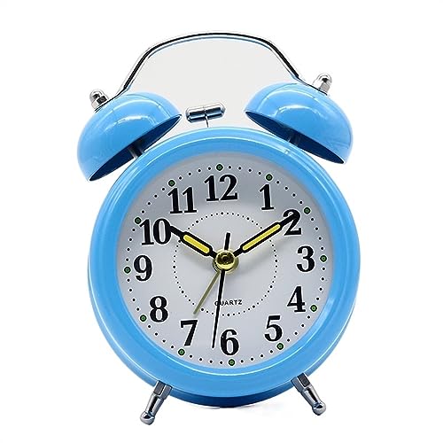 Analoger Wecker Lauter Wecker mit Hintergrundbeleuchtung, batteriebetrieben, geräuschlos, ohne Ticken, for schwere Schläfer, extra dekorative Schreibtischuhren im Retro-Stil mit zwei Glocken Retro-Ala von ZIGUIhsou-11
