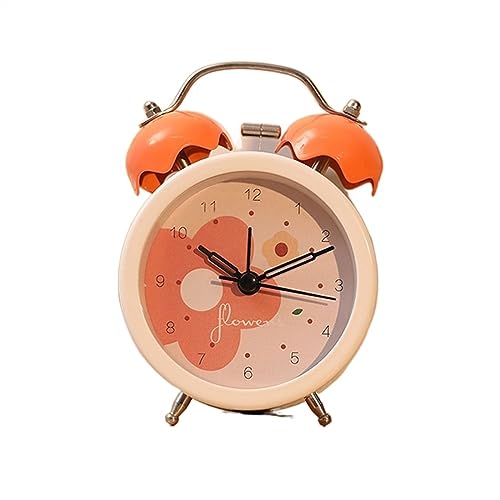 Analoger Wecker Mini-Cartoon-Blumen-Doppelglocken-lauter Wecker, leise Schreibtischuhr for Erwachsene mit schwerem Schläfer, batteriebetrieben for Tisch, Schlafzimmer, Nachttisch, Raumdekoration Retro von ZIGUIhsou-11