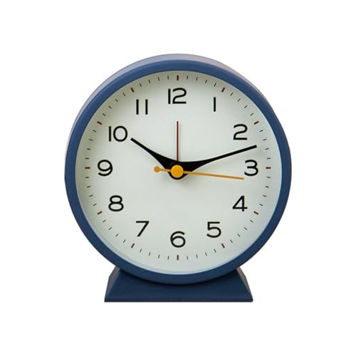 Analoger Wecker Minimalistischer kleiner Wecker aus Metall for kreative Nachttischuhr, leuchtende Schreibtischuhr, geräuschlose Schreibtischuhr for Studentenschlafzimmer Retro-Alarm(Blue) von ZIGUIhsou-11