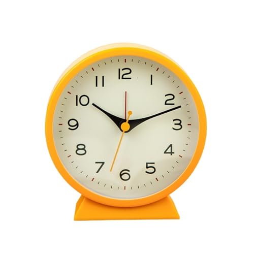 Analoger Wecker Minimalistischer kleiner Wecker aus Metall for kreative Nachttischuhr, leuchtende Schreibtischuhr, geräuschlose Schreibtischuhr for Studentenschlafzimmer Retro-Alarm(Orange) von ZIGUIhsou-11