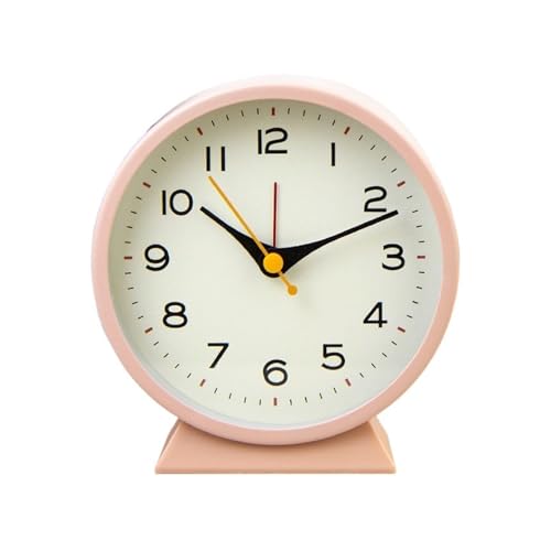 Analoger Wecker Minimalistischer kleiner Wecker aus Metall for kreative Nachttischuhr, leuchtende Schreibtischuhr, geräuschlose Schreibtischuhr for Studentenschlafzimmer Retro-Alarm(Pink) von ZIGUIhsou-11
