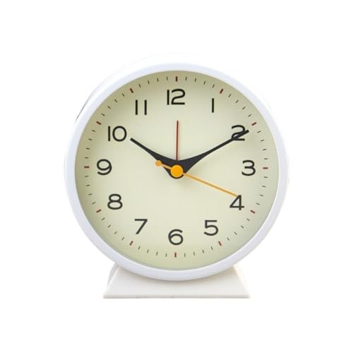Analoger Wecker Minimalistischer kleiner Wecker aus Metall for kreative Nachttischuhr, leuchtende Schreibtischuhr, geräuschlose Schreibtischuhr for Studentenschlafzimmer Retro-Alarm(Weiß) von ZIGUIhsou-11