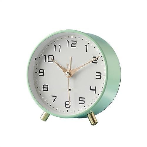 Analoger Wecker Nordischer Luxus-Wecker, analoger, nicht tickender, leiser, kleiner Schreibtischuhr mit arabischen Ziffern, batteriebetriebene runde Tischuhr for Wohnzimmer, Schlafzimmer Retro-Alarm(G von ZIGUIhsou-11